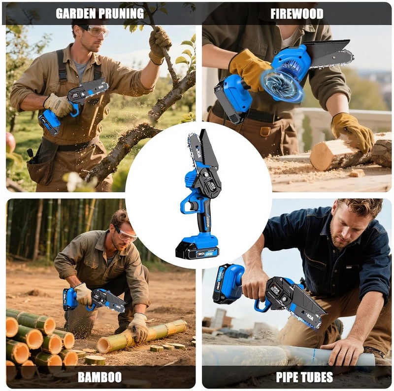 Aokia Mini Chainsaw Cordless with Battery Charger Handheld Electric Chainsaw for Tree Pruning Branch Cutting Garden Yard Wood Cutting 30 Min Runtime Lightweight Safe - Image 2